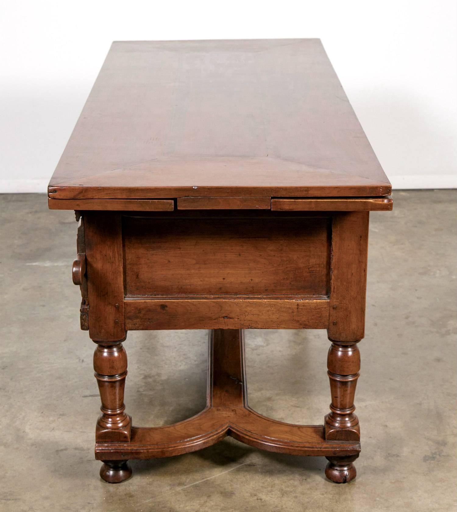 18th Century Solid Cherry Country French Draw Leaf Work or Pantry Table 3