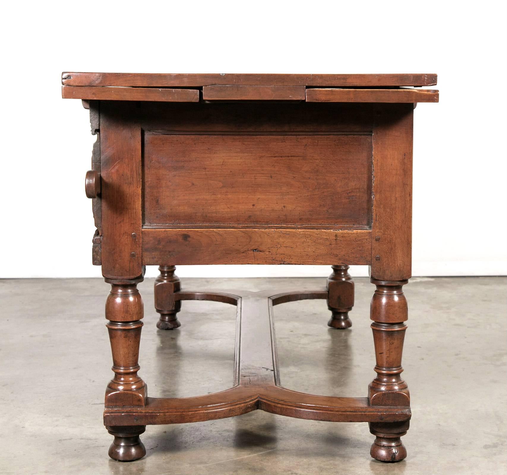 18th Century Solid Cherry Country French Draw Leaf Work or Pantry Table 4