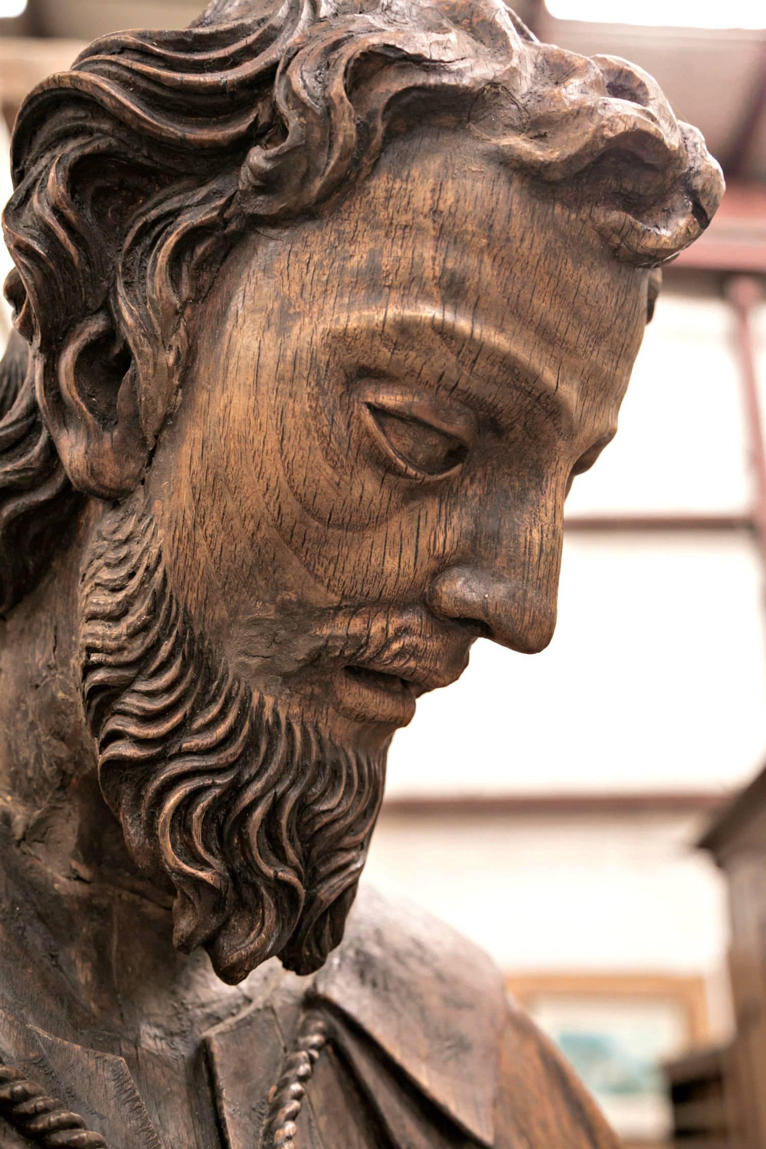Sculpté Rare statue de Saint Joseph en bois sculpté grandeur nature du 18ème siècle en vente