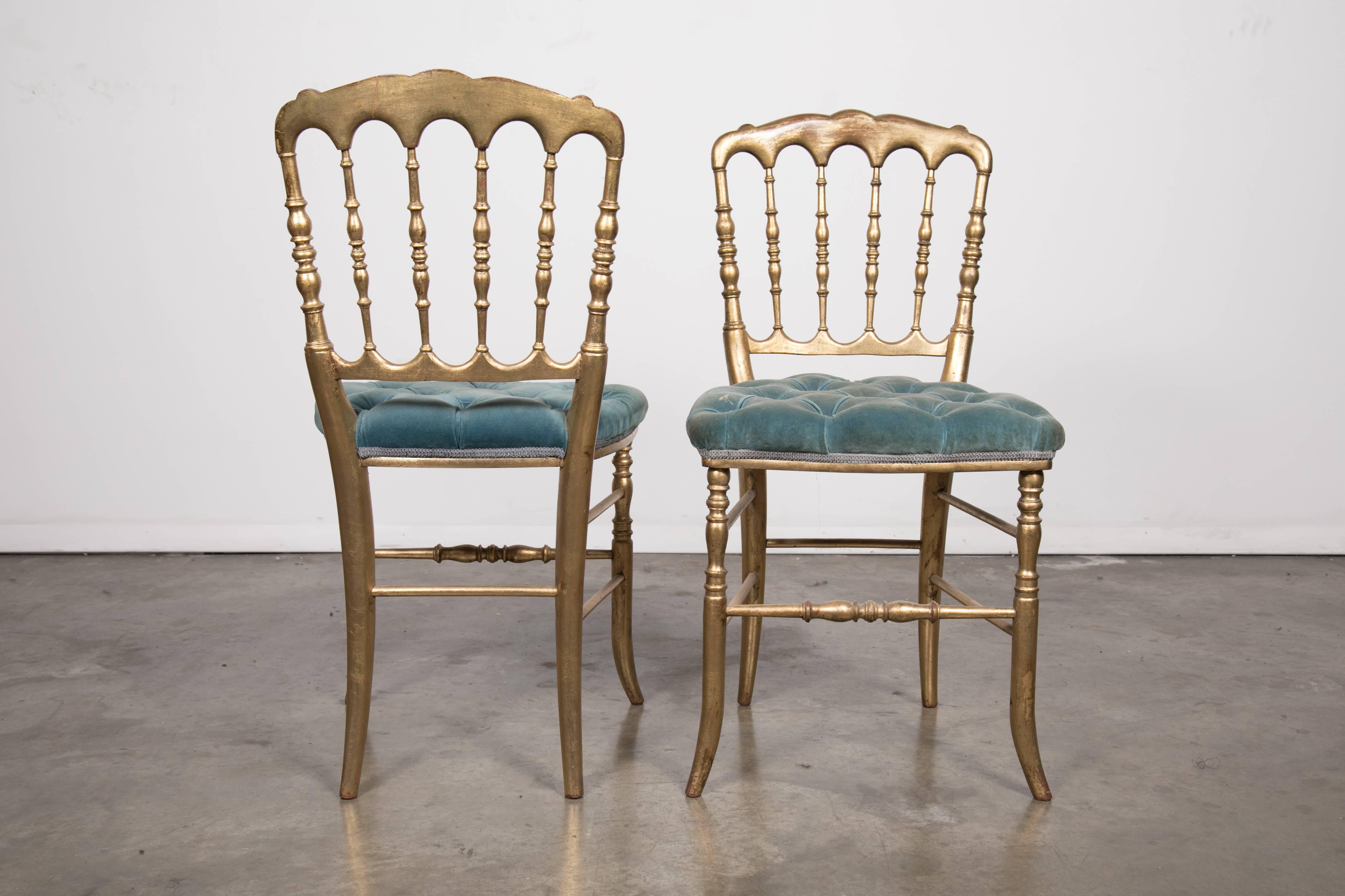 Pair of 19th Century Napoleon III Giltwood Opera Chairs In Good Condition In Birmingham, AL