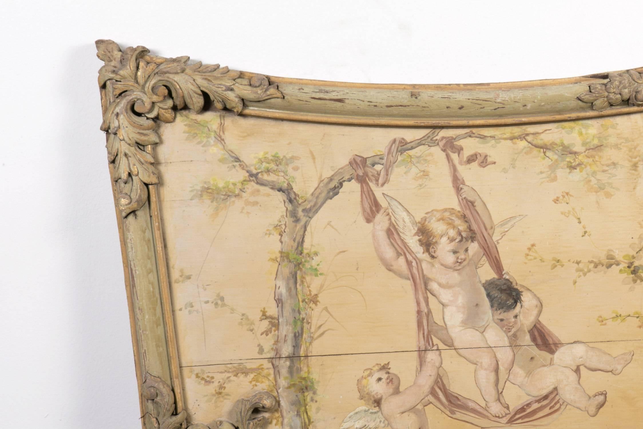 Français Panneau de boiserie de style Louis XV du 19ème siècle avec peinture à l'huile en vente