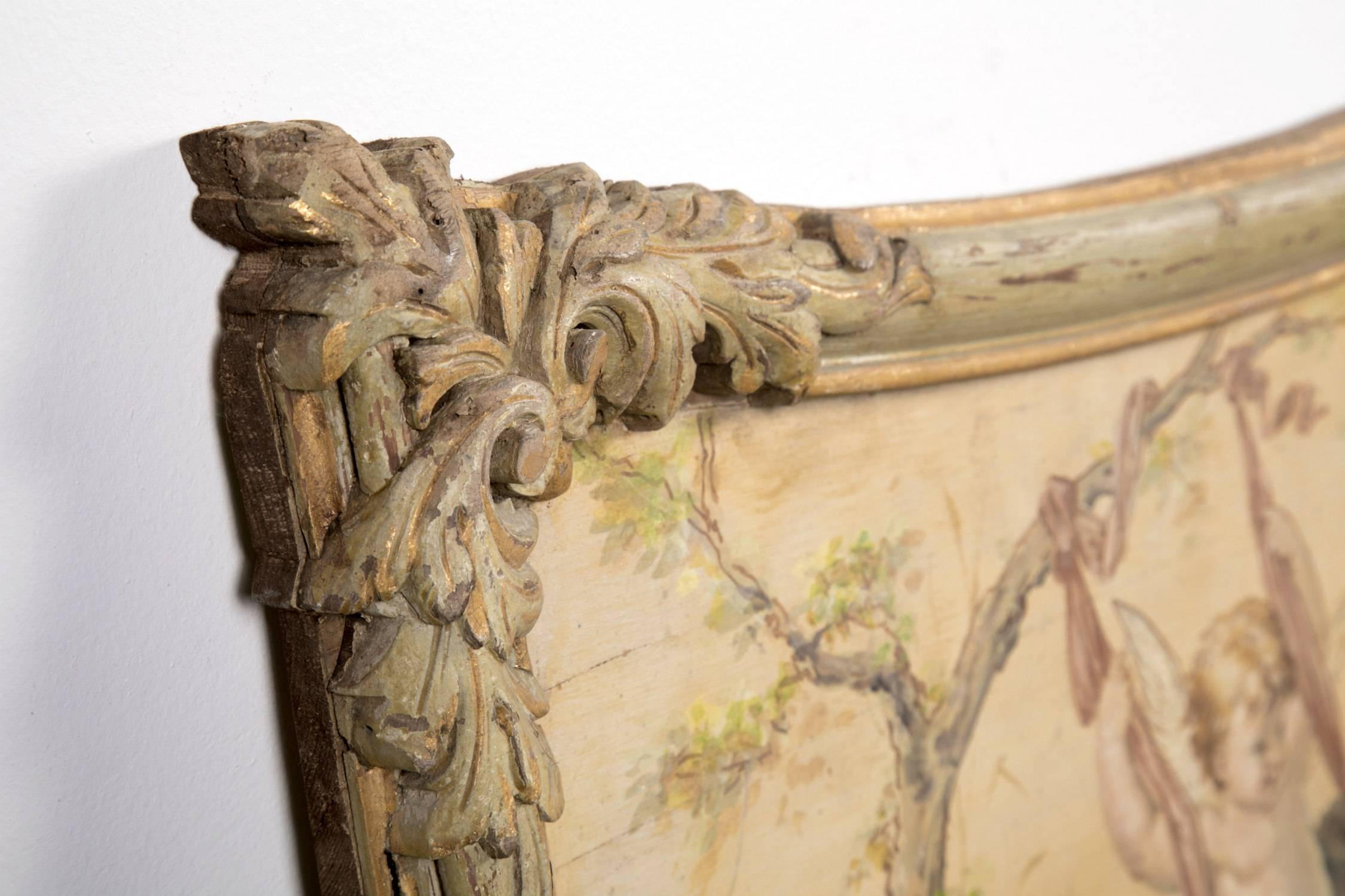 Boiserie-Tafel im Louis XV-Stil des 19. Jahrhunderts mit Ölgemälde (Holz) im Angebot