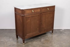 Late 19th Century French Louis XVI Style Walnut Buffet with Marble Top