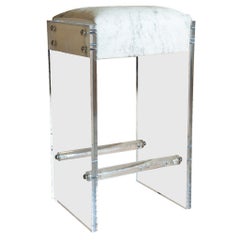 Maurice Lucite and Hide Bar Stool