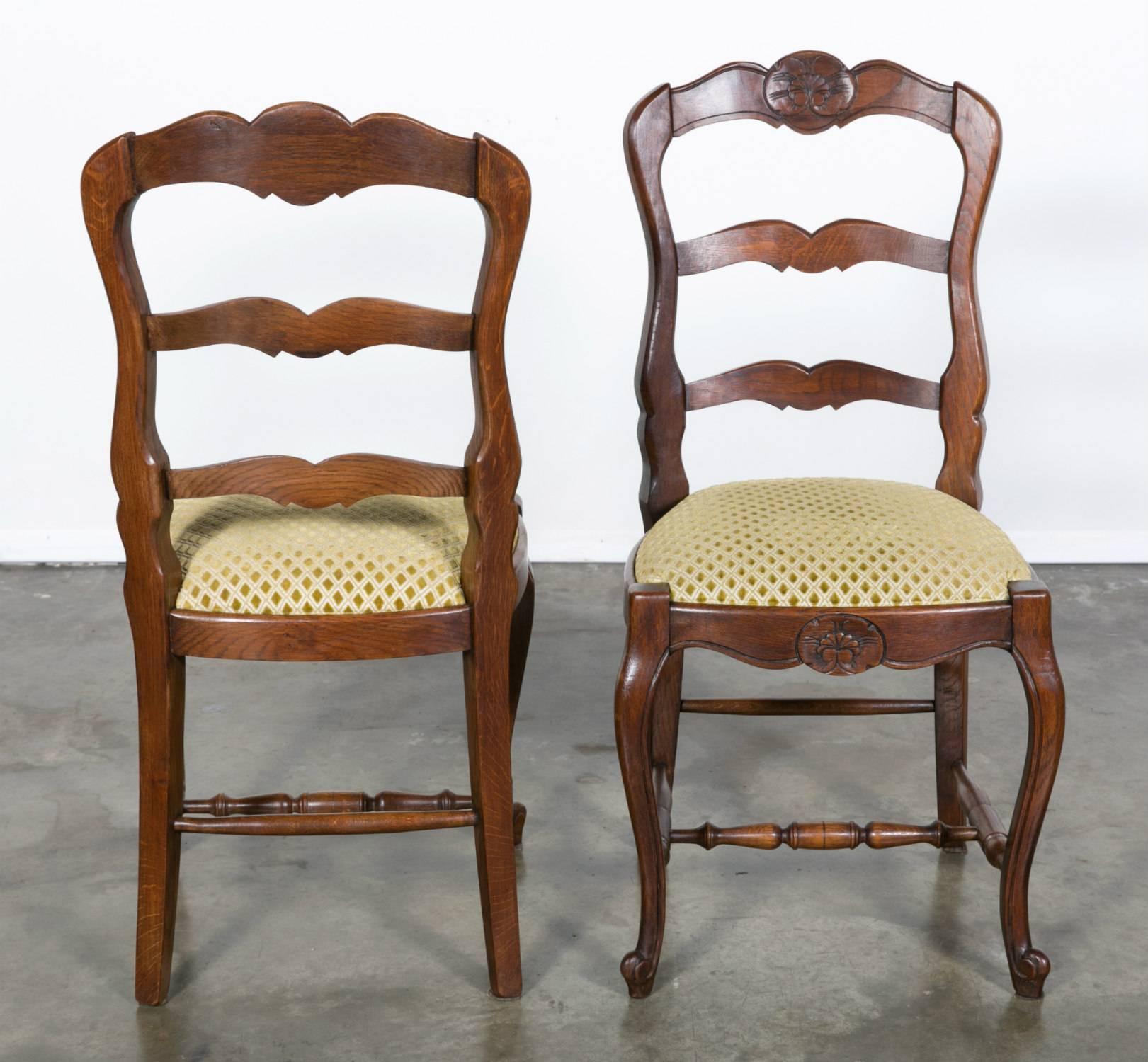 Set of Six Country French Ladder Back Chairs with Upholstered Seats 2