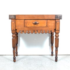 Rare 19th Century French Walnut Butcher Block with Trictrac and Chess Games Top