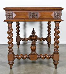19th Century French Louis XIII Style Barley Twist Bureau Plat or Writing Table
