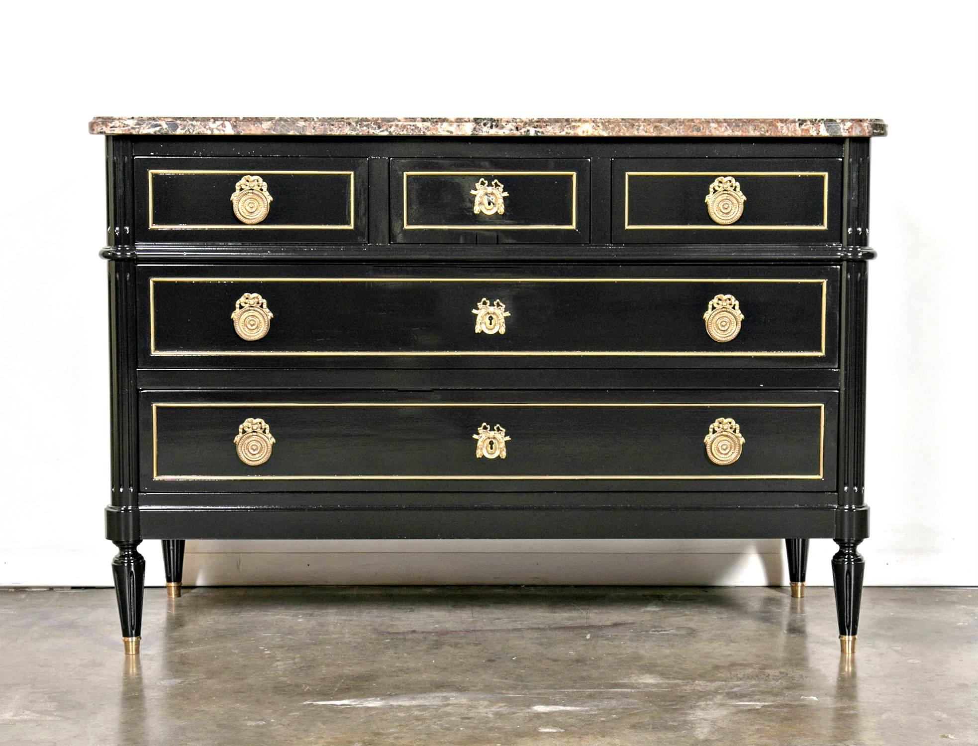 French Louis XVI Style Maison Jansen Commode with Marble Top