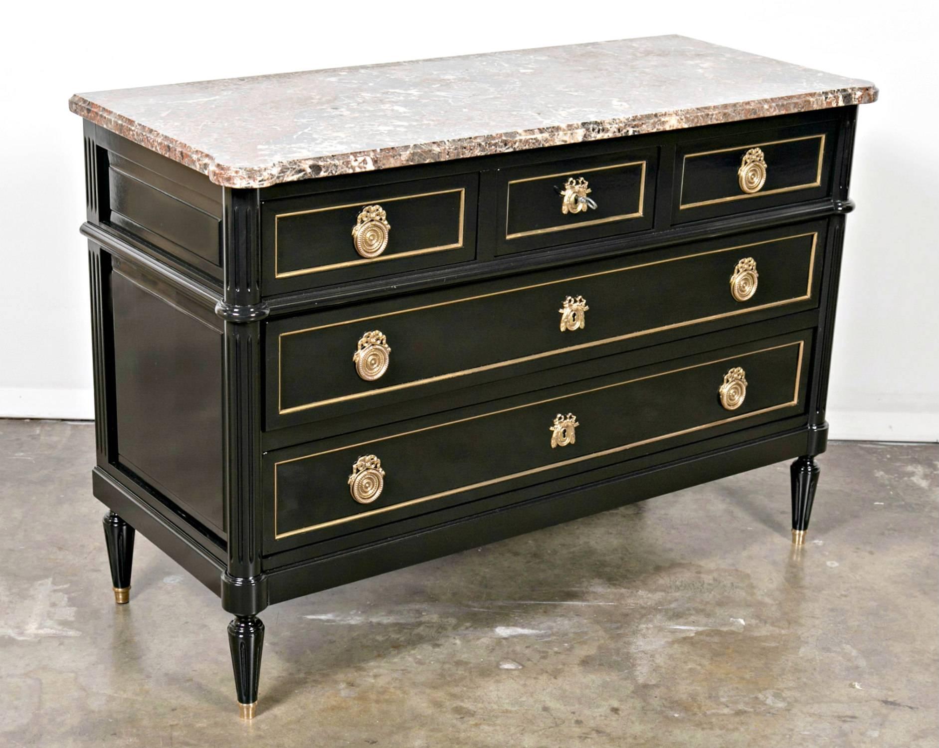 Louis XVI Style Maison Jansen Commode with Marble Top In Excellent Condition In Birmingham, AL