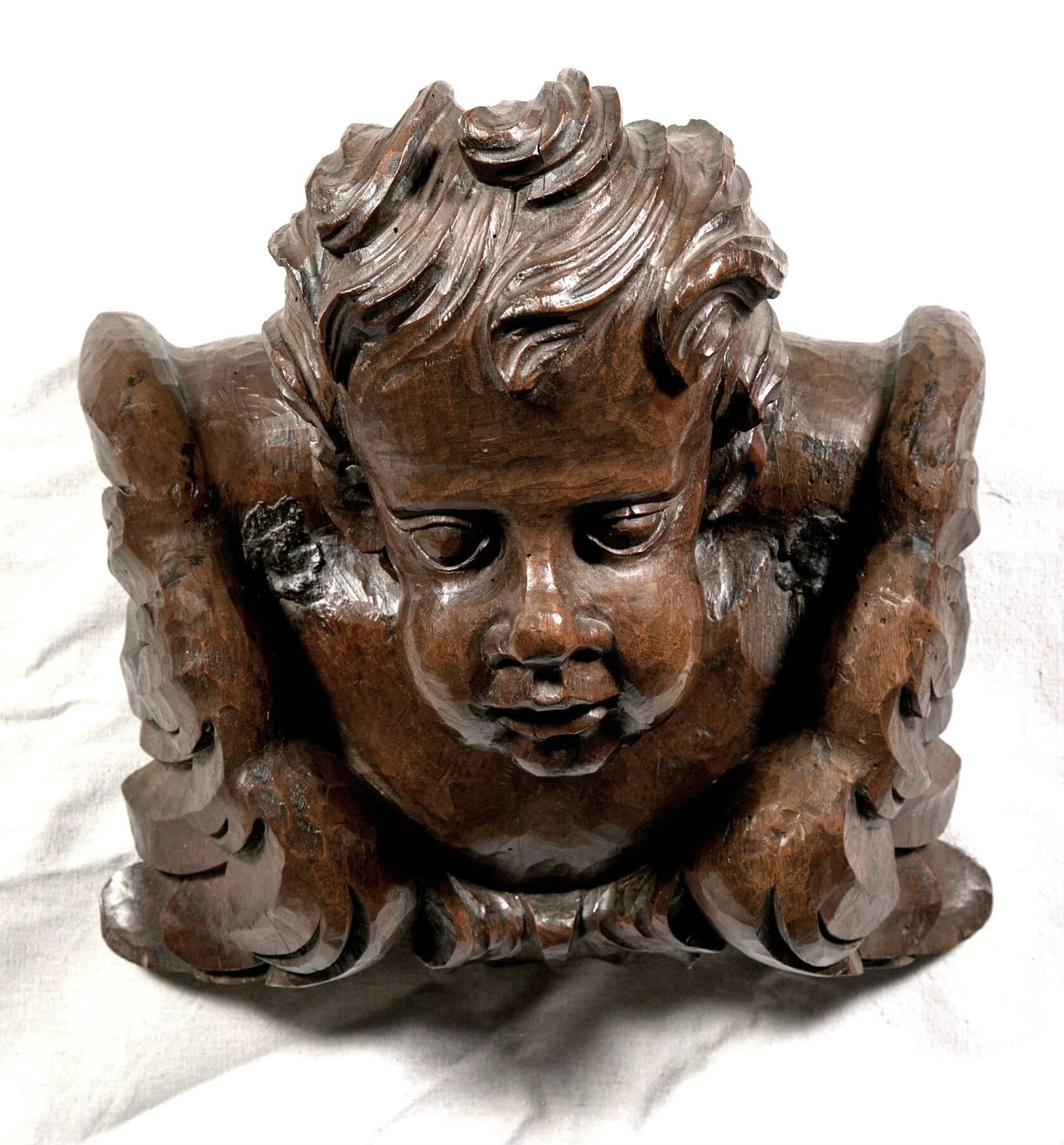 18th Century and Earlier Sensational Set of Four Baroque 18th Century Italian Handcarved Cherubs or Putti
