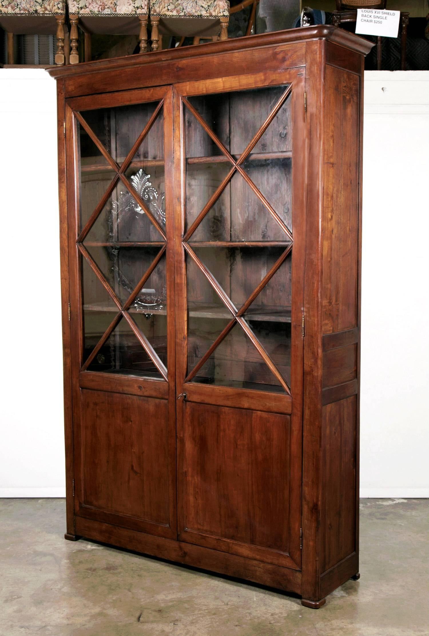19th Century French Louis Philippe Period Cherrywood Bibliotheque or Bookcase In Excellent Condition In Birmingham, AL