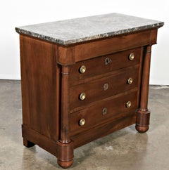 Petite Empire Period Walnut Commode with Saint Anne Marble Top