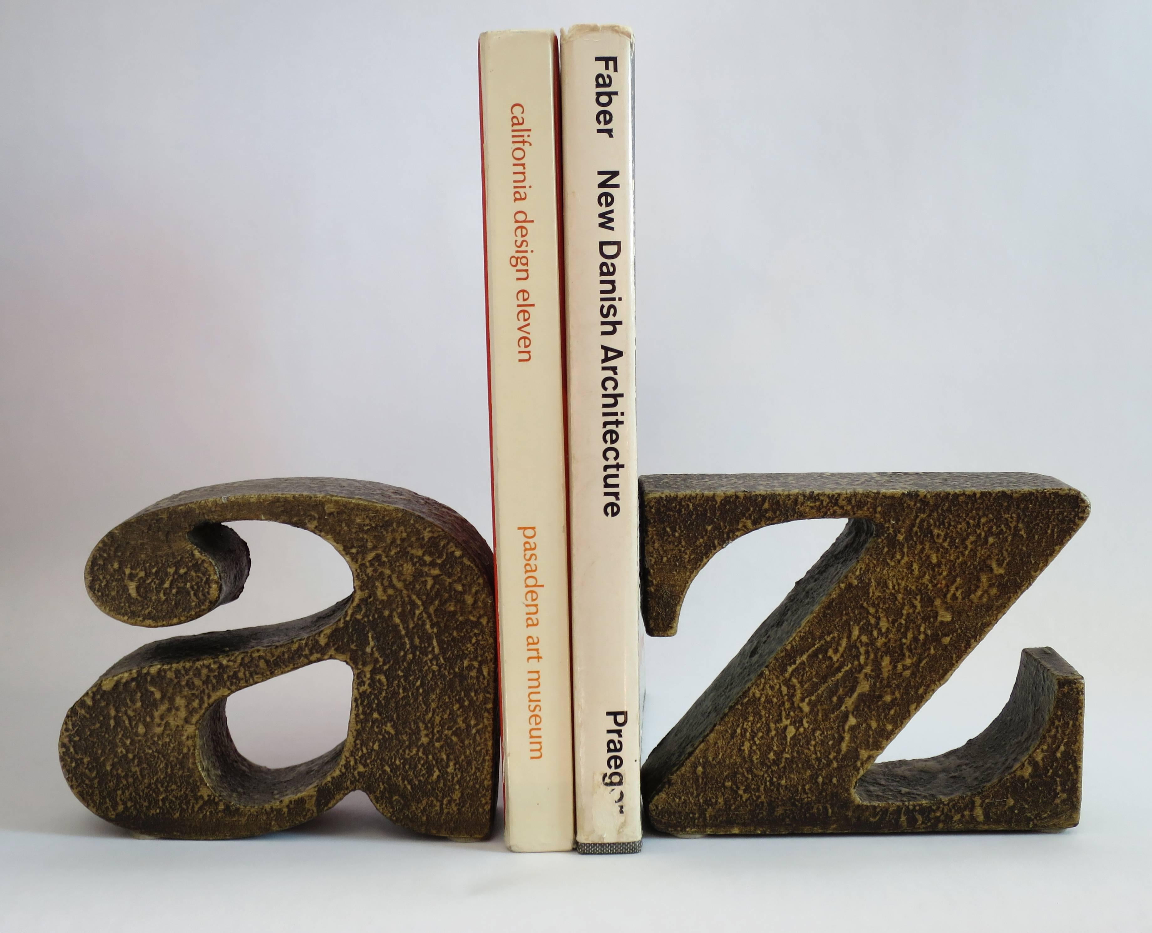 Mid-Century Modern Curtis Jere A to Z Bookends For Sale