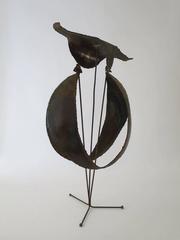Vintage Brutalist Abstract Owl Sculpture