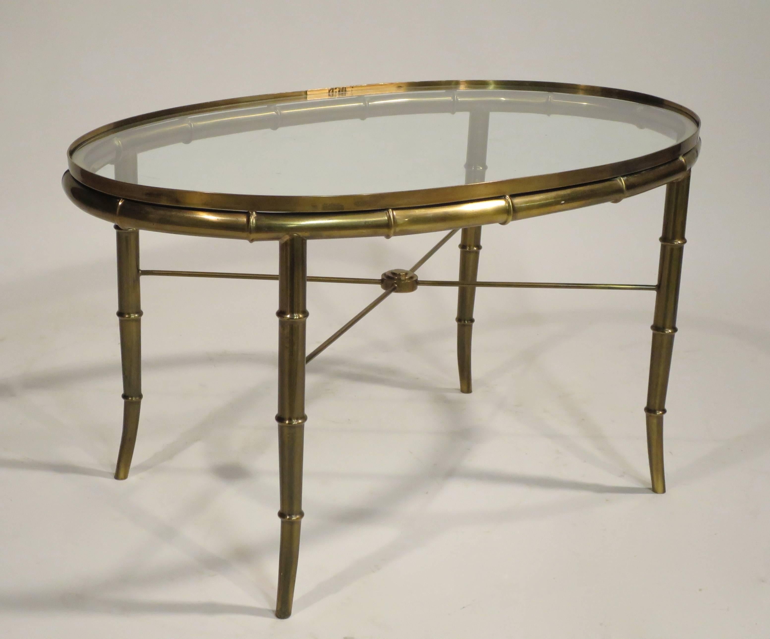 Faux Bamboo Occasional Table in Brass by Mastercraft.  Circa 1970s.  