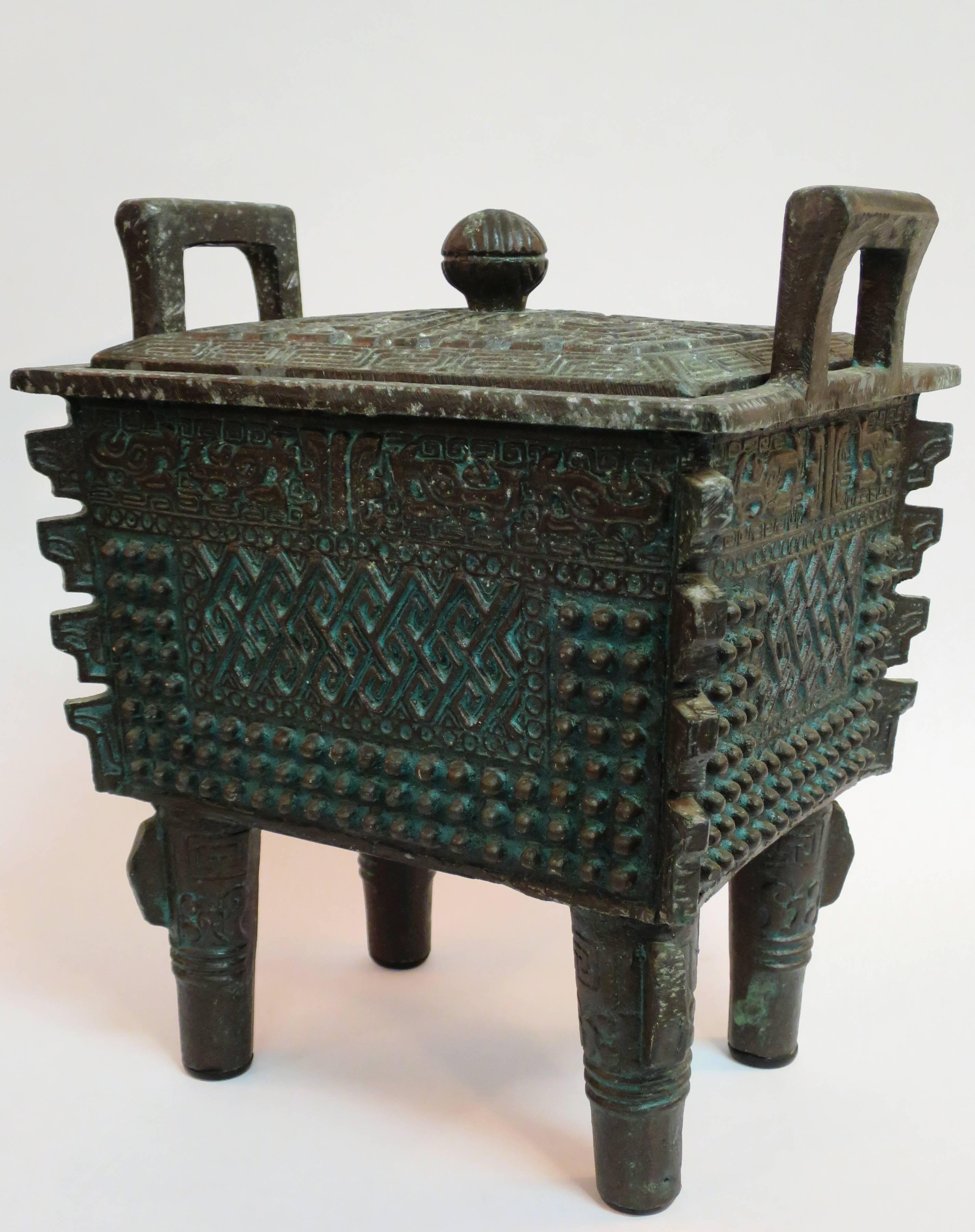 Cast Mayan Motif Ice Bucket in the Manner of James Mont