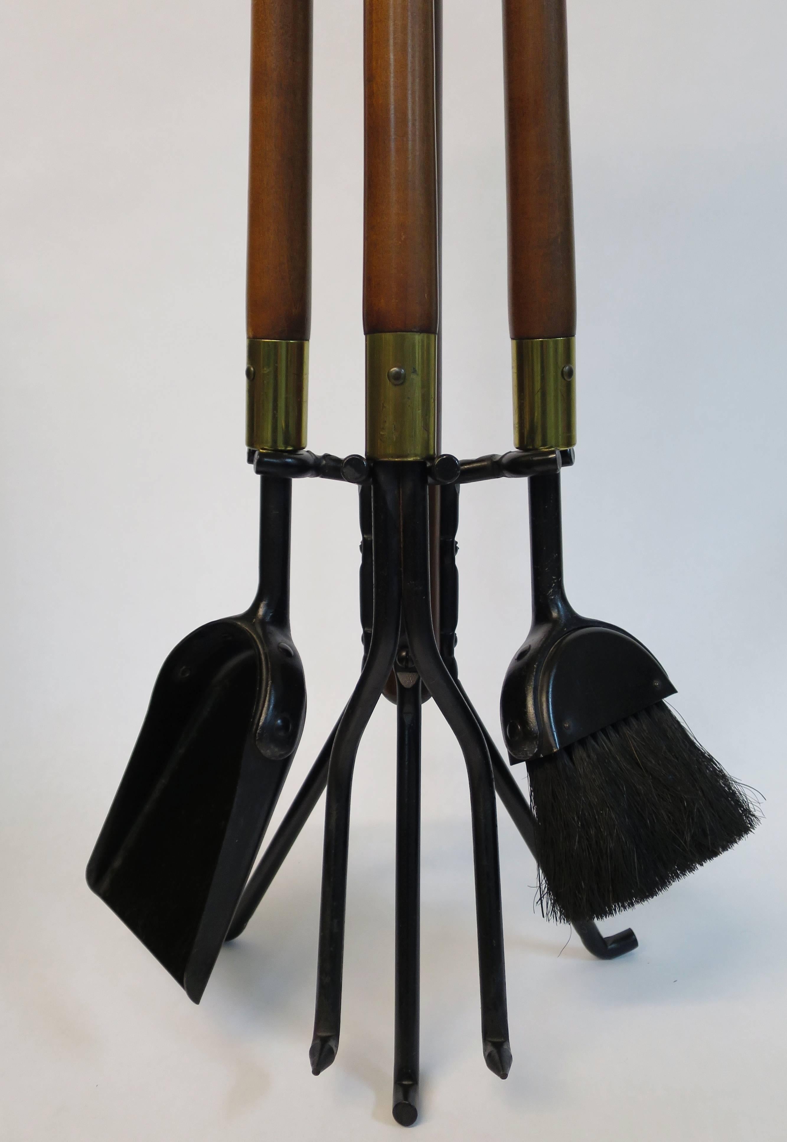 Set of modern fireplace tools by Seymour & Company, circa 1950s.