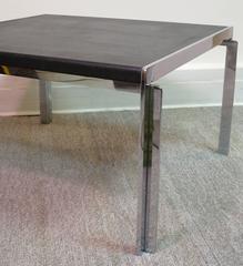 Mid-Century Stow Davis Leather and Chrome Table