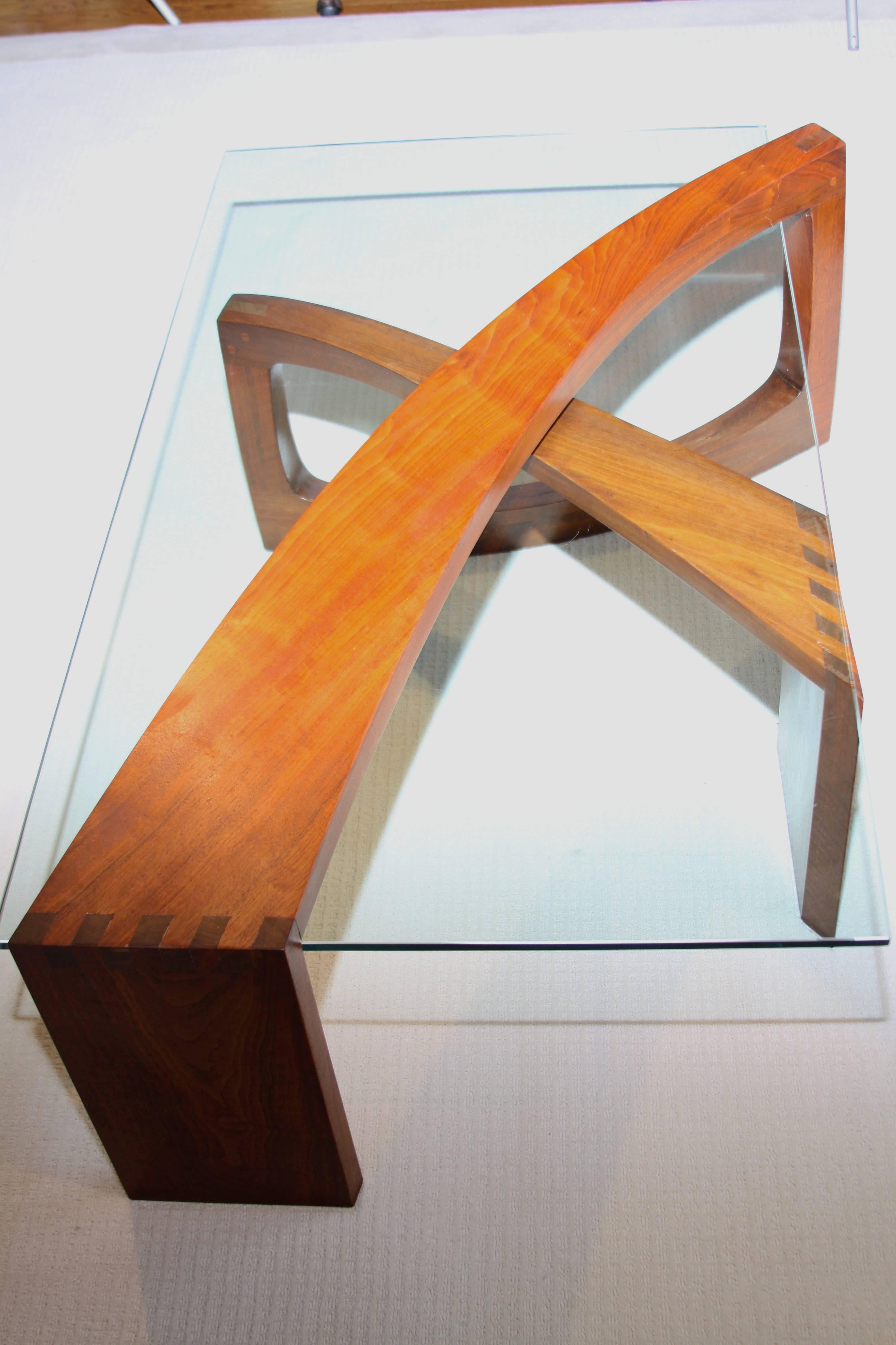 American Walnut and Glass Coffee Table by Ben Mack