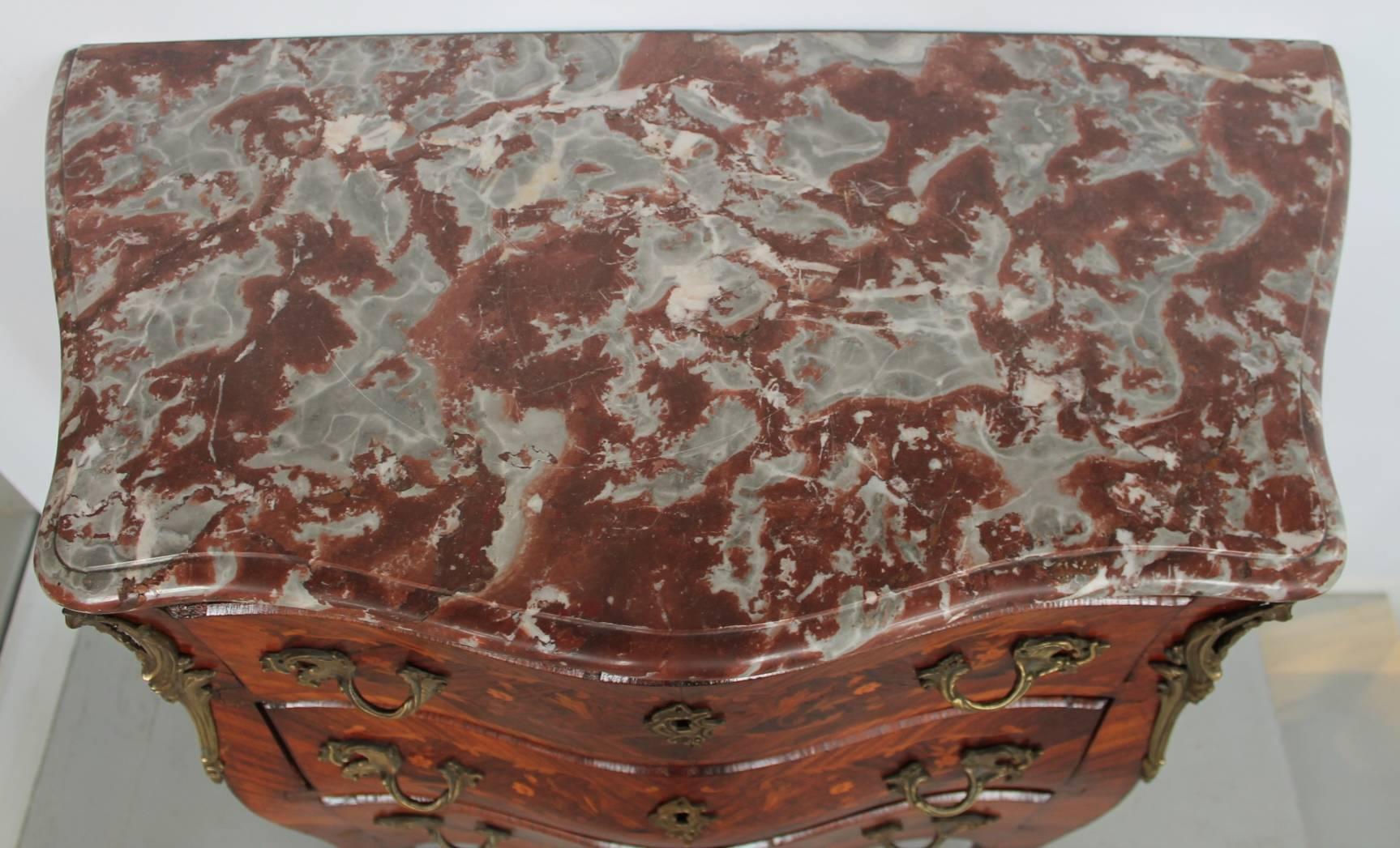 Louis XV Style Marquetry Inlaid Petite Commode, Late 19th-Early 20th Century For Sale 1