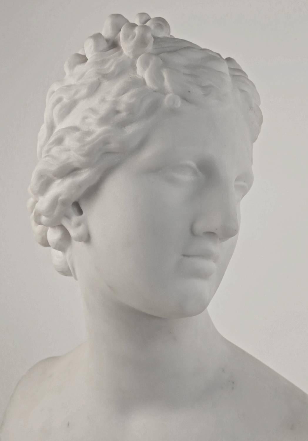 Classical Roman 19th Century Italian School Carved Marble Bust of the Goddess Aphrodite