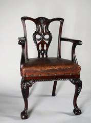 18th Century Irish Chippendale Mahogany Open Armchair