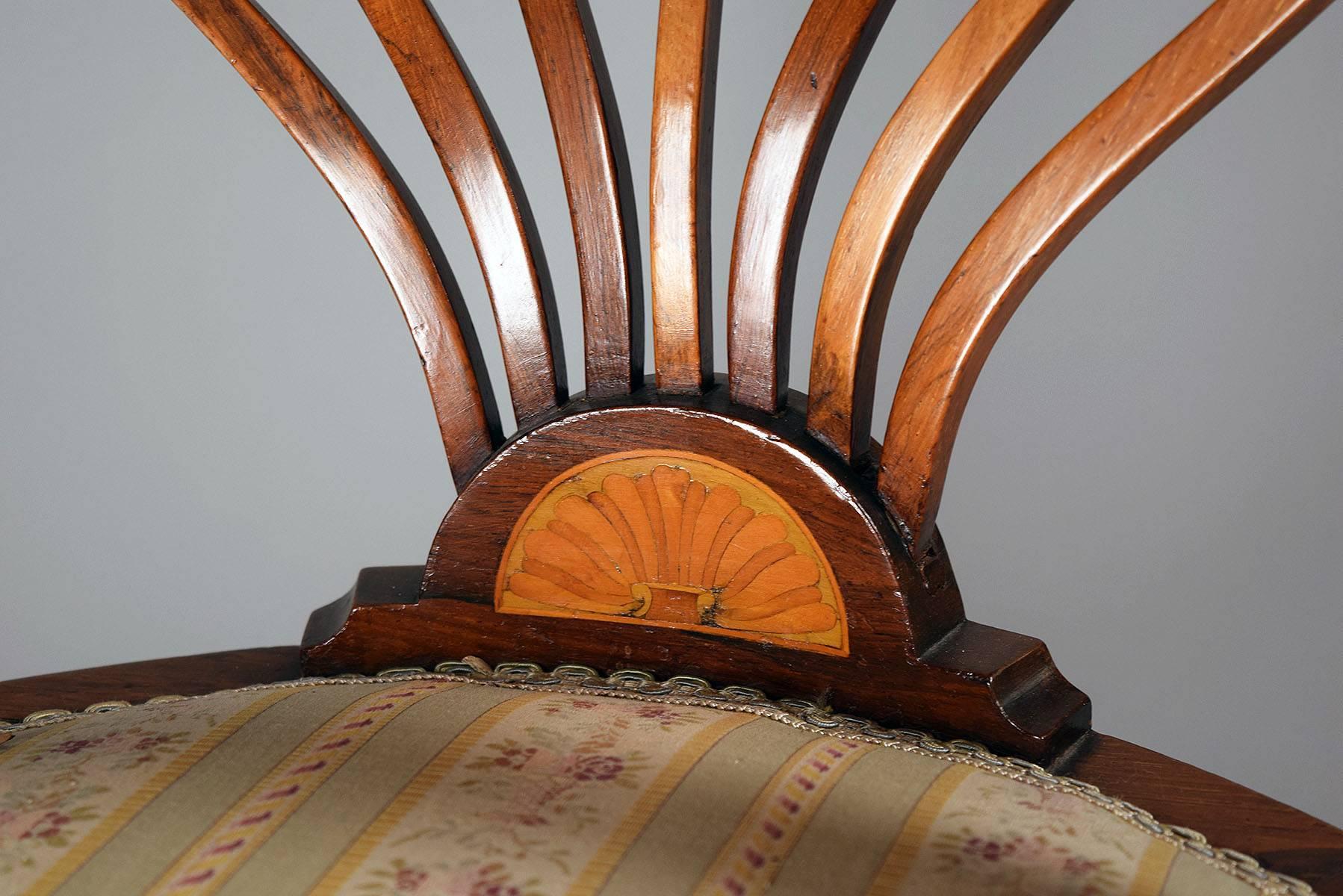Mid-19th Century 19th Century Upholstered Continental Tablet Back Chair For Sale