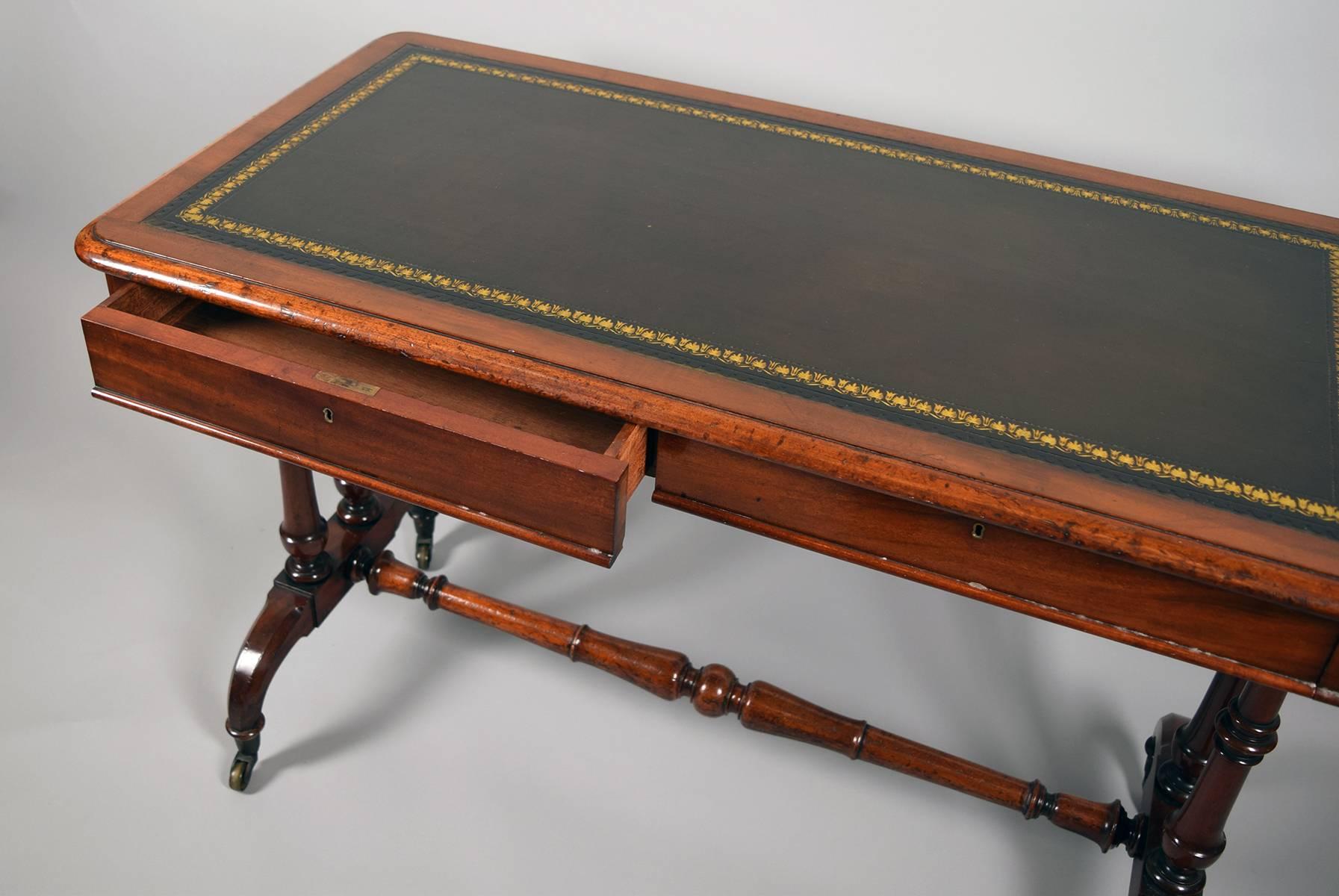 English Early Regency Leather Top Writing Table, circa 1810 For Sale