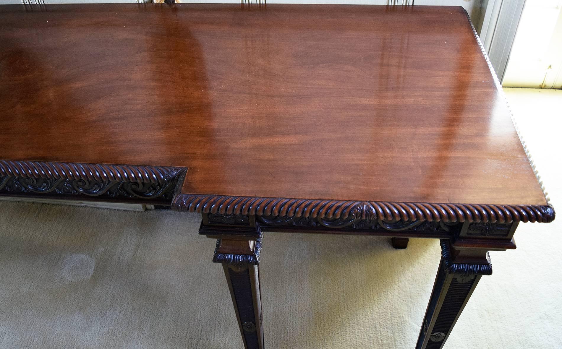 Rare Pair of Finely Carved English Mahogany Console Tables, circa 1850 For Sale 6