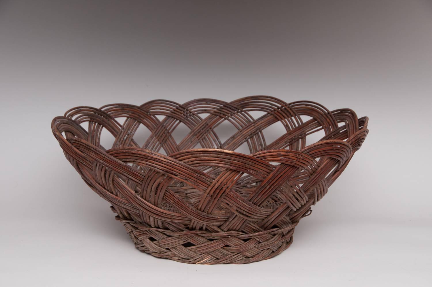 Region / Tribe: Southwest / Jemez Pueblo (?)

circa 20th century

Material: Willow rod

Dimension:

Left: L. 15” x H. 6”

Right: L. 26” x H. 11”

Condition: Excellent, no restoration

Comments: Plaited wicker baskets are also made by