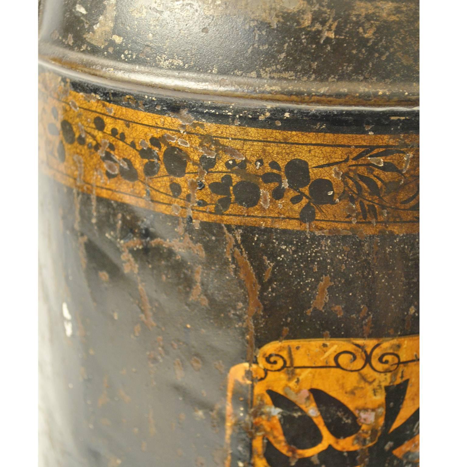 English 19th Century Tole Tea Canister Lamp For Sale
