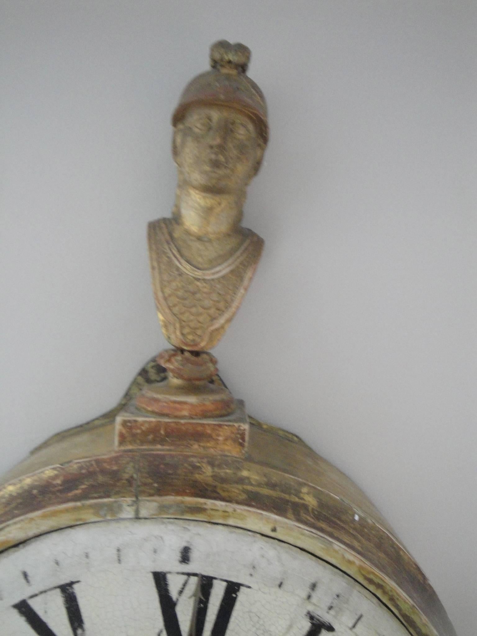 18th Century Gilded Gustavian Wall Clock In Excellent Condition For Sale In Washington, DC