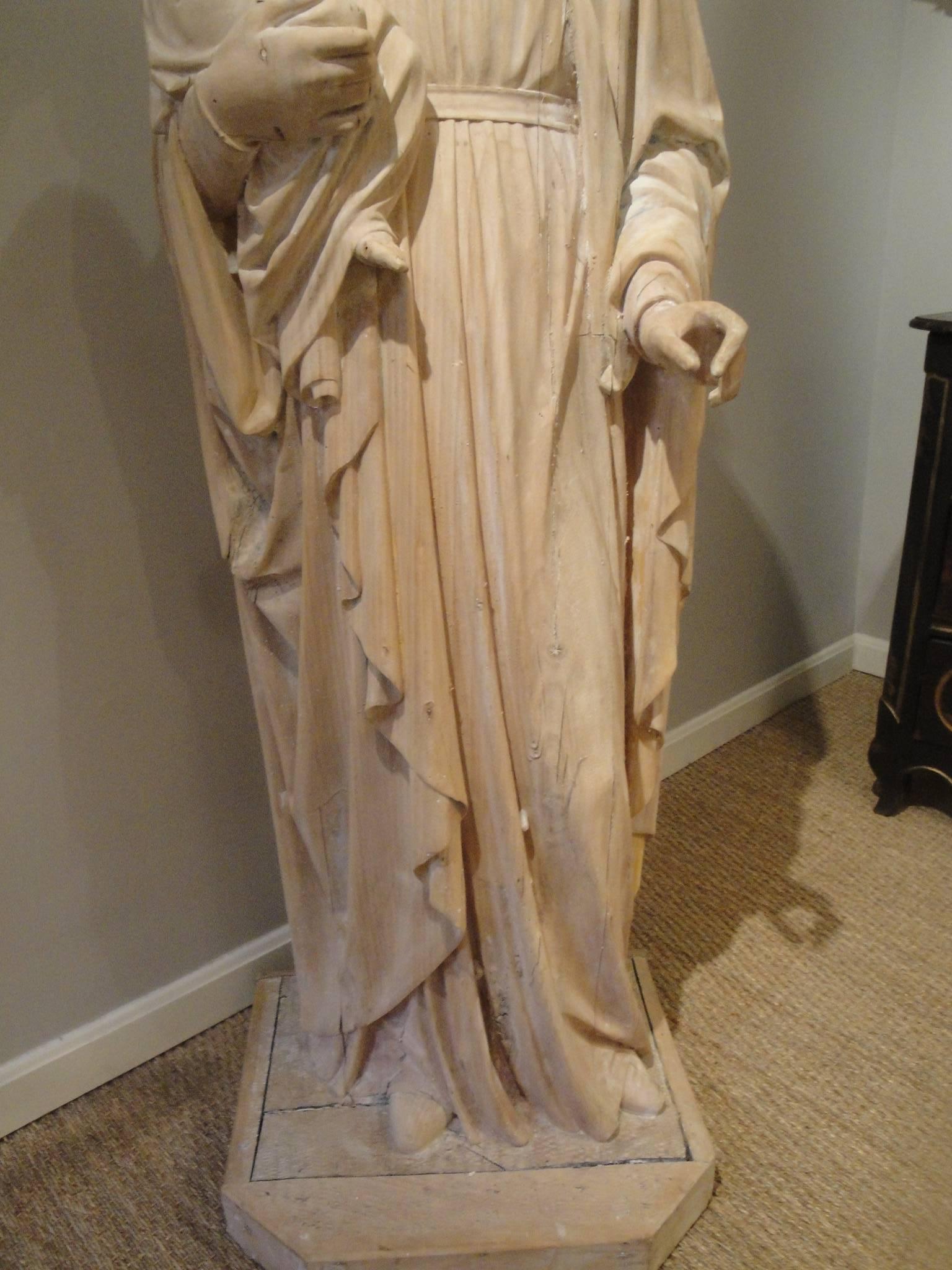 19th Century French Carved Statue of the Virgin and Child In Good Condition For Sale In Washington, DC