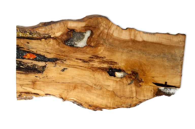 Honey Maple coffee table in wood with stone inlay at 1stDibs