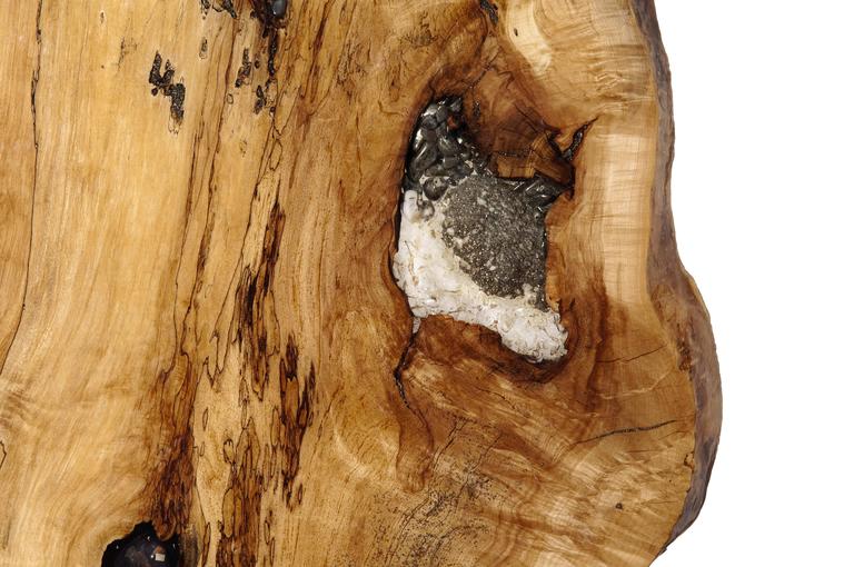 Honey Maple coffee table in wood with stone inlay at 1stDibs