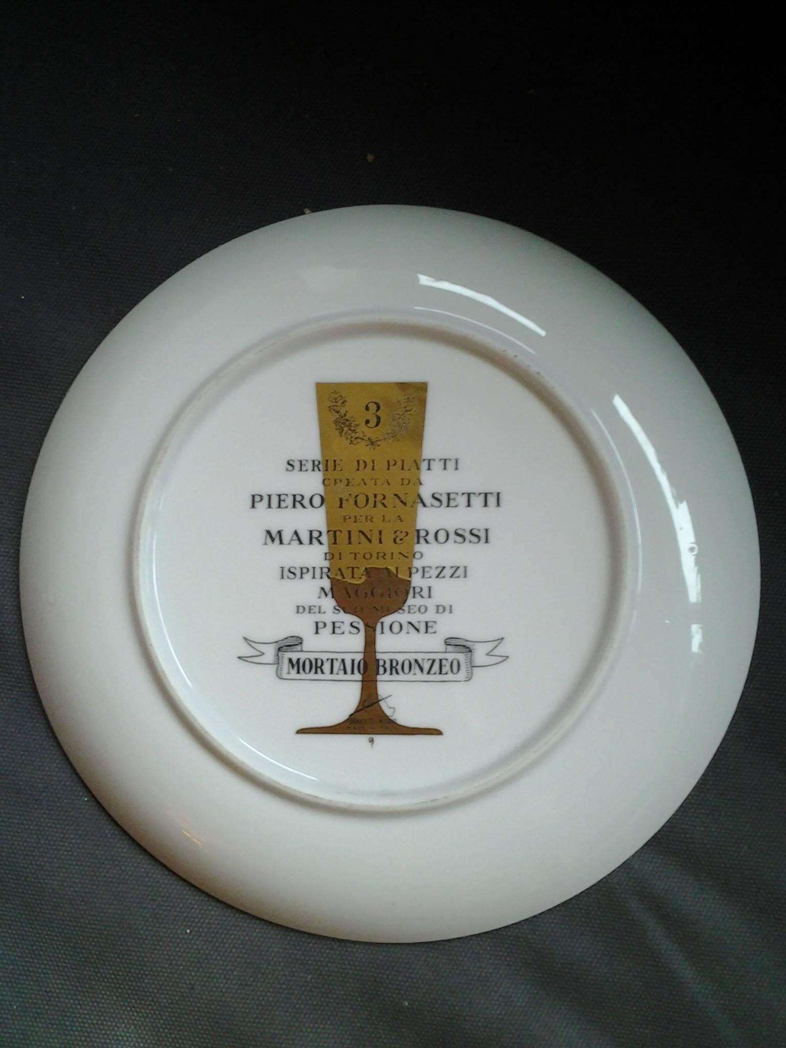 Italian Four Dishes in Original Box by Piero Fornasetti for Martini & Rossi For Sale