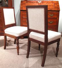 Pair of French Walnut Chairs with Square Backs