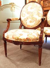 Louis XVI Style Carved Beechwood Fauteuils, Set of Four