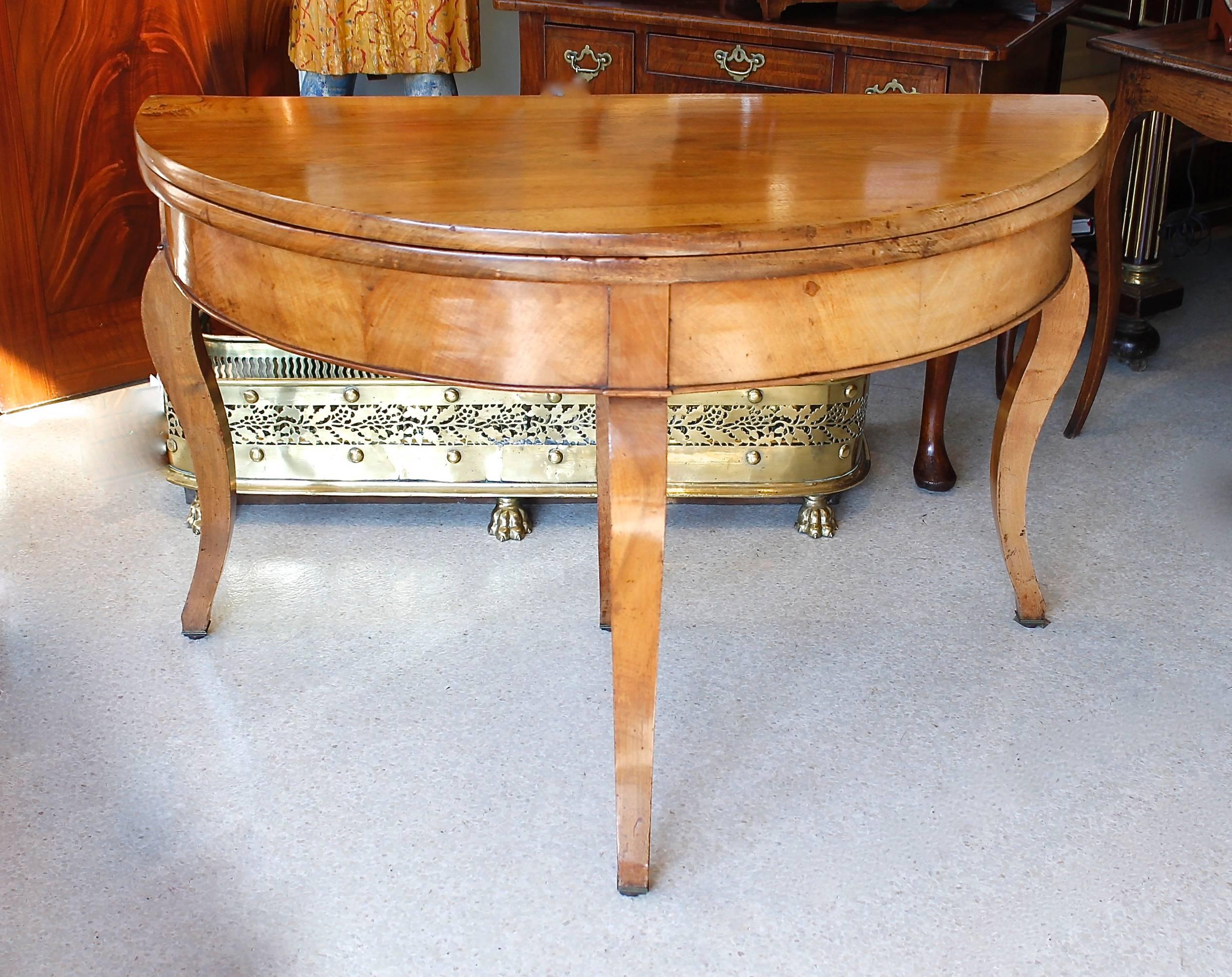 19th Century Large German or Scandinavian Demilune Flip-Top Table For Sale