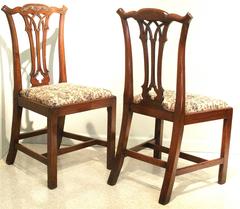 Pair of George III Sidechairs with Carved and Pierced Back Splats