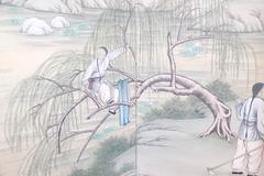 Chinese Painted Silk Eight-Panel Screen