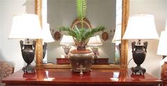 Pair of Bronze Patinated Classical Urn Lamps