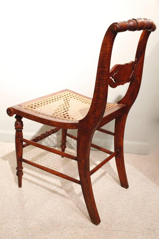 Set of Eight New England Curly Maple Dining Chairs For Sale at 1stDibs