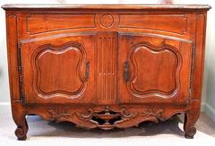 French Provincial Louis XV Fruitwood Buffet with Carved and Pierced Skirt