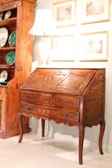 French Provincial Walnut Louis XV Style Slant-Front Desk