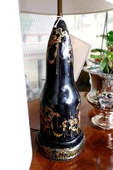 Unusual Pair of English Painted and Gilded Papier-Mâché Lamps