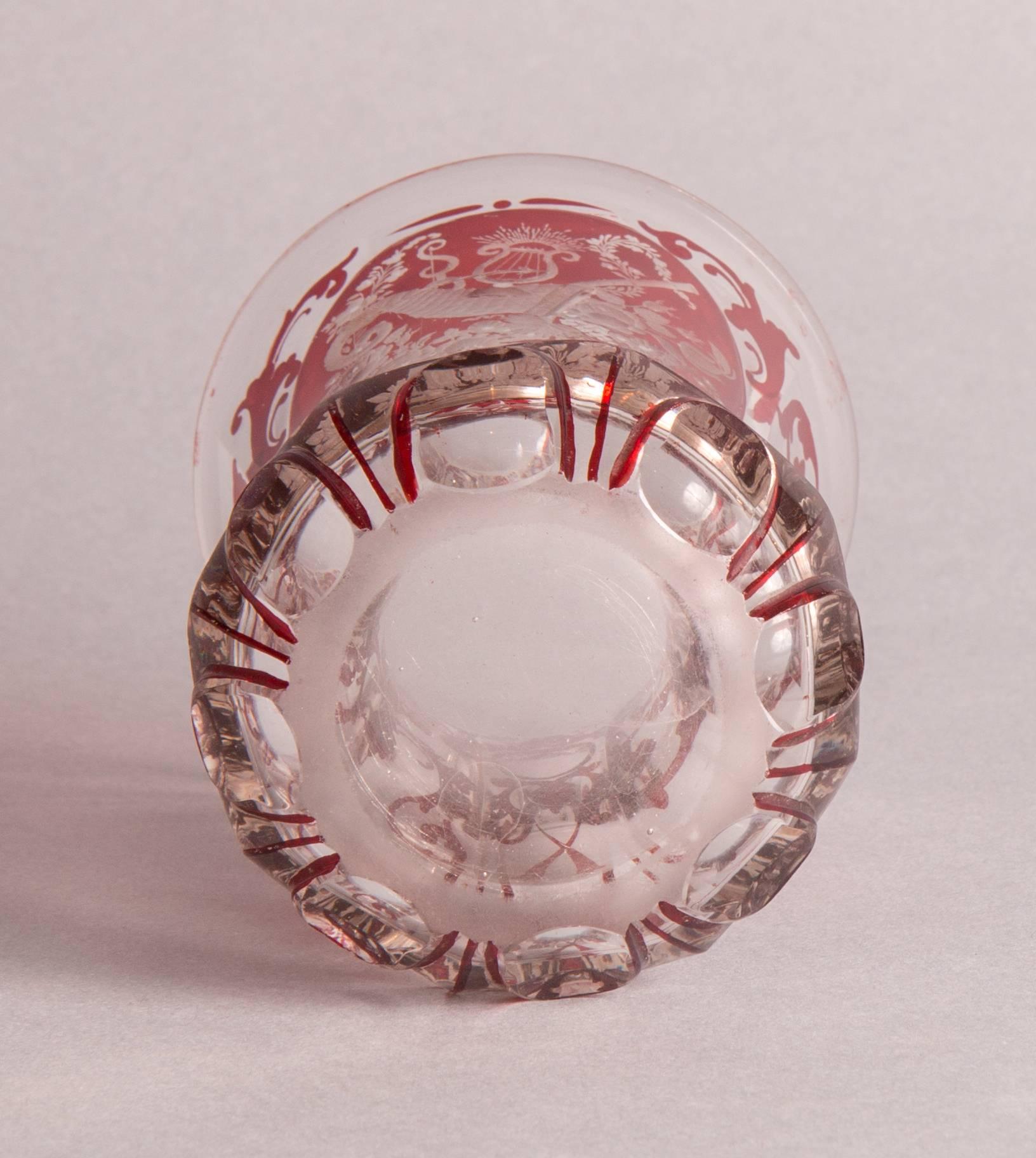 Czech Biedermeier Glass Goblet For Sale
