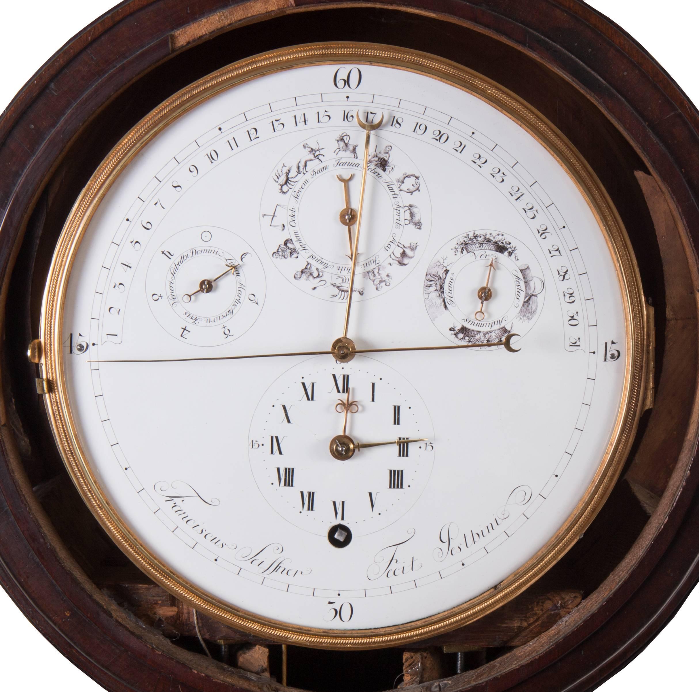 Hungarian Classicistical Longcase Clock by Seiffner, Budapest, circa 1795 For Sale