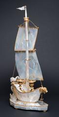 Unusual Mother-of-Pearl Candelabra in Form of a Sailing Boat, Vienna, circa 1830