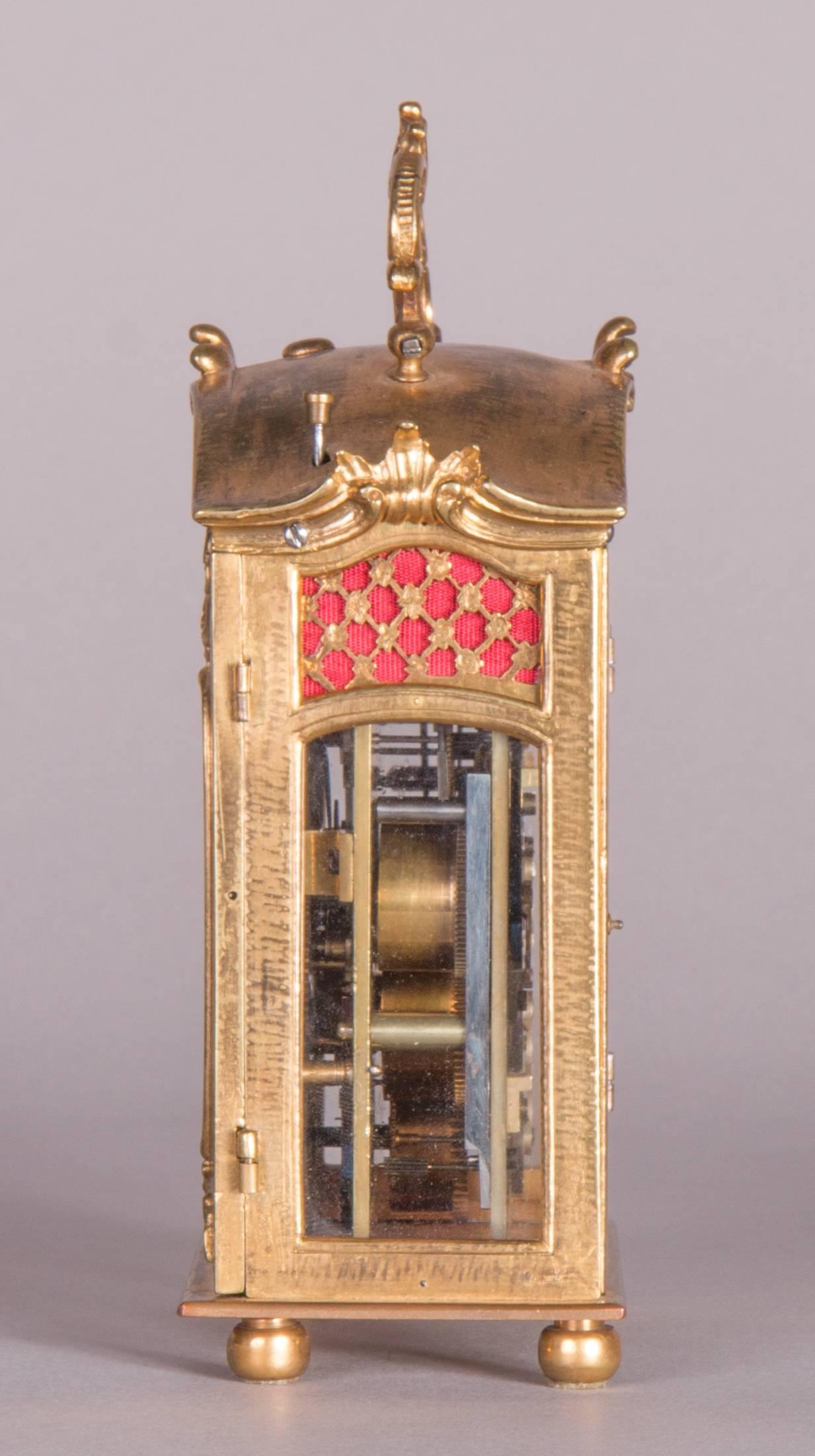 German Baroque Carriage Clock with Alarm For Sale